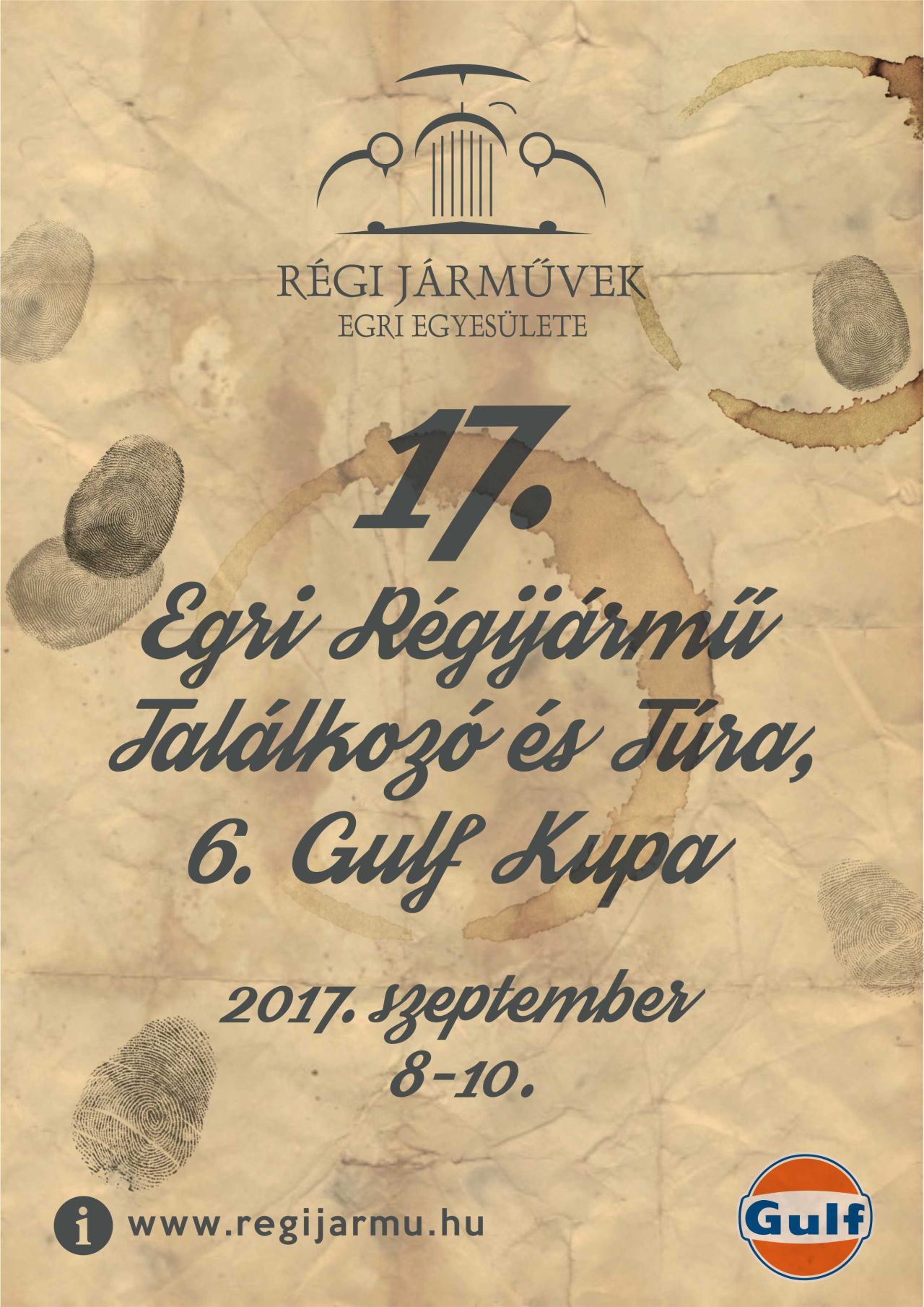 2017 XVII. EGRI RÉGI JÁRMŰ TALÁLKOZÓ ÉS TÚRA, VI. GULF KUPA plakát